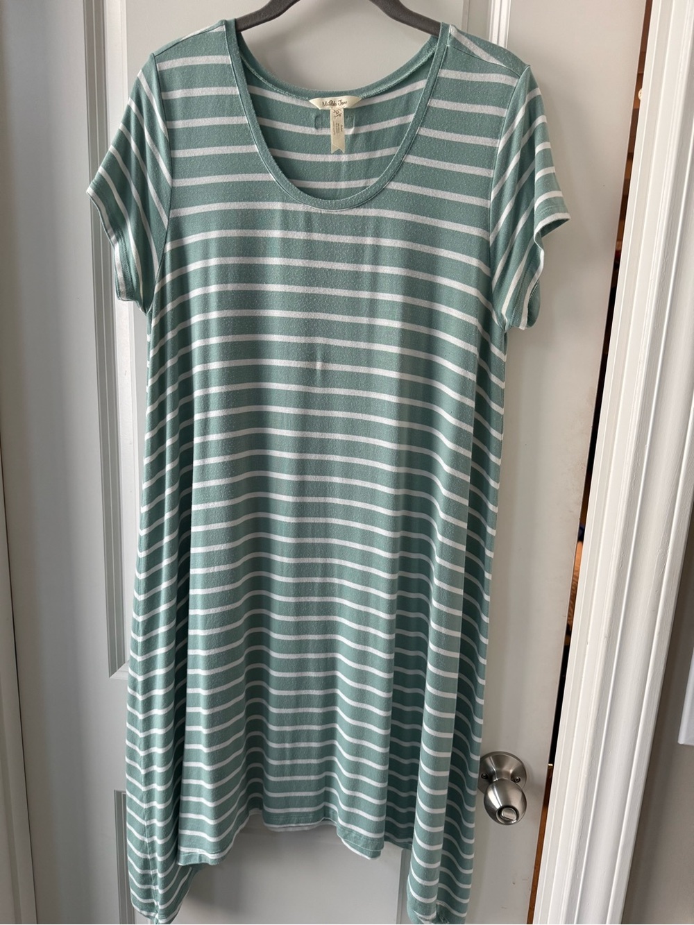 Matilda Jane Sage and White Striped Midi Swing Dress